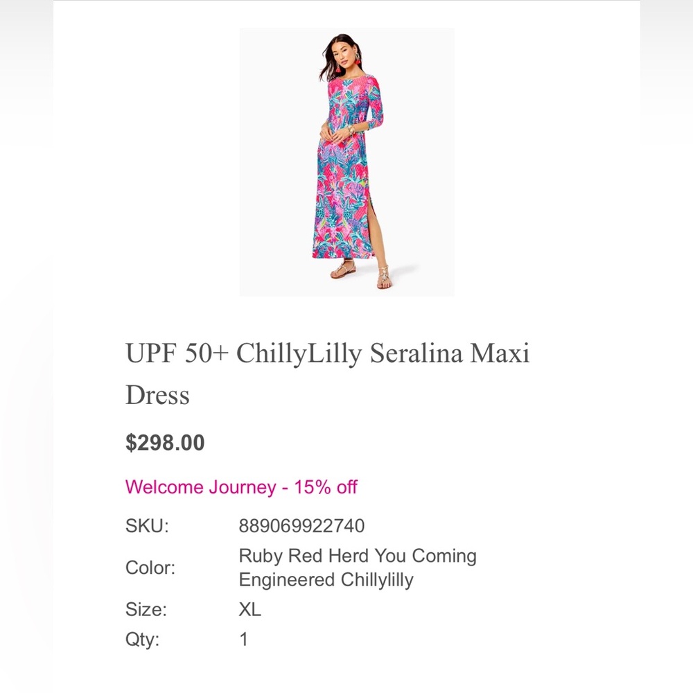 Lilly Pulitzer ChillyLilly Seralina Maxi Dress Size XL